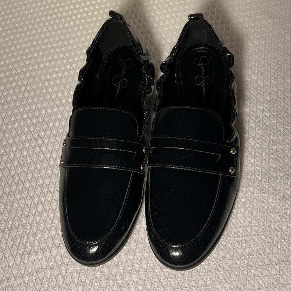 Jessica Simpson Black Patent Loafers Size 8